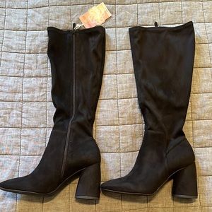 Tall/Knee high black fabric boots